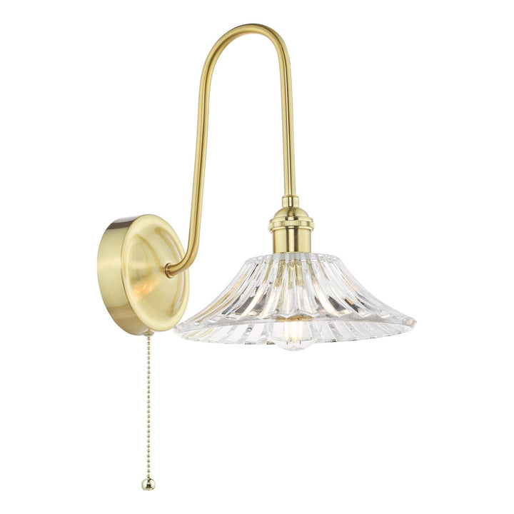 Dar HAD7140-04 Hadano Tall Wall Light Natural Brass and Clear Flared Glass Shade