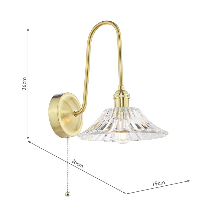 Dar HAD7140-04 Hadano Tall Wall Light Natural Brass and Clear Flared Glass Shade