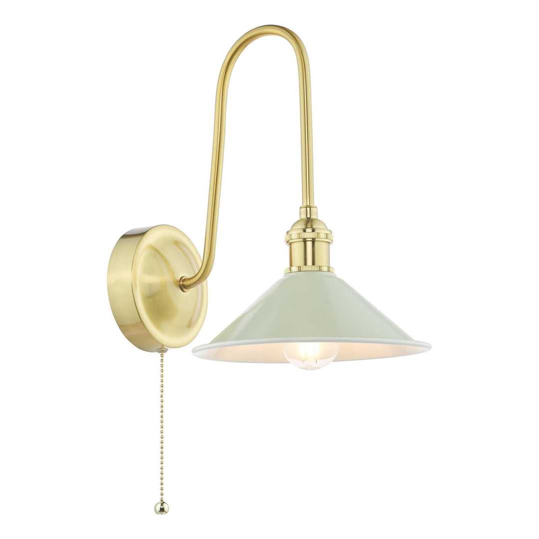 Dar HAD7140-06 Hadano Tall Wall Light Natural Brass and Matt Cashmere/Taupe Metal Shade 18cm