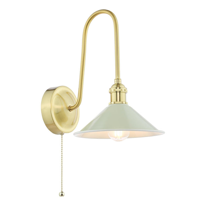 Dar HAD7140-06 Hadano Tall Wall Light Natural Brass and Matt Cashmere/Taupe Metal Shade 18cm