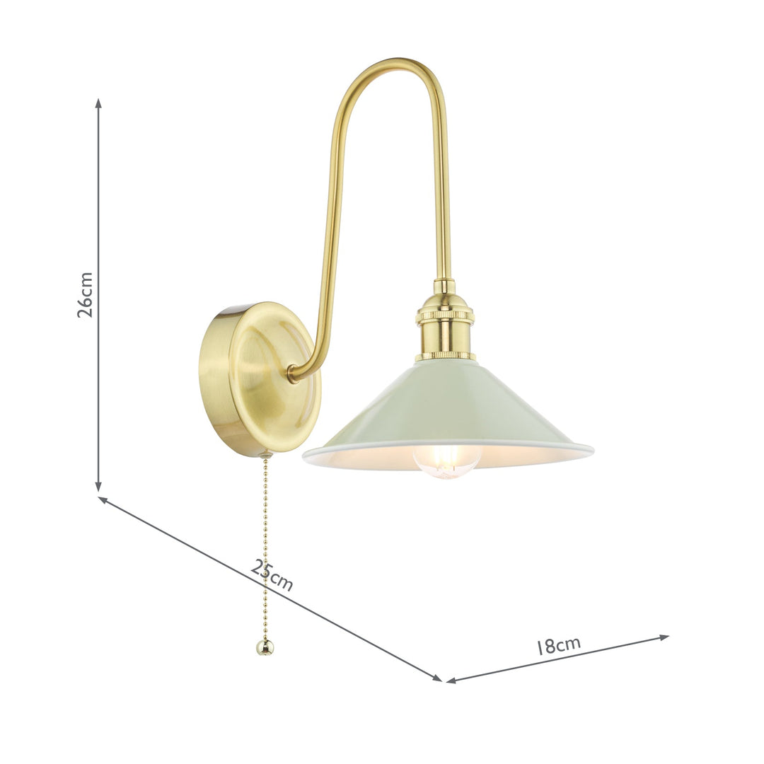 Dar HAD7140-06 Hadano Tall Wall Light Natural Brass and Matt Cashmere/Taupe Metal Shade 18cm