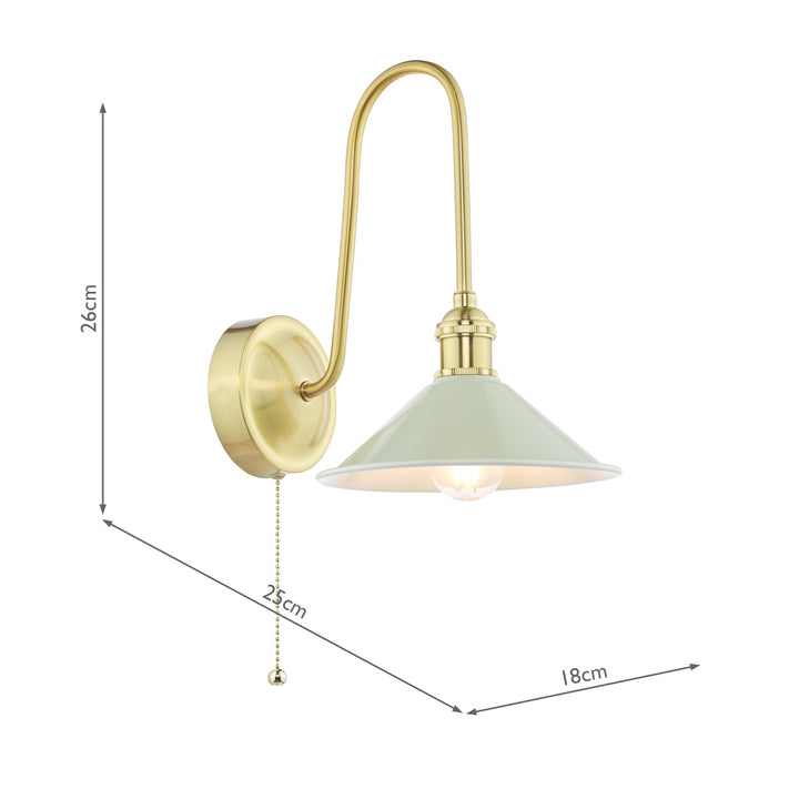 Dar HAD7140-06 Hadano Tall Wall Light Natural Brass and Matt Cashmere/Taupe Metal Shade 18cm