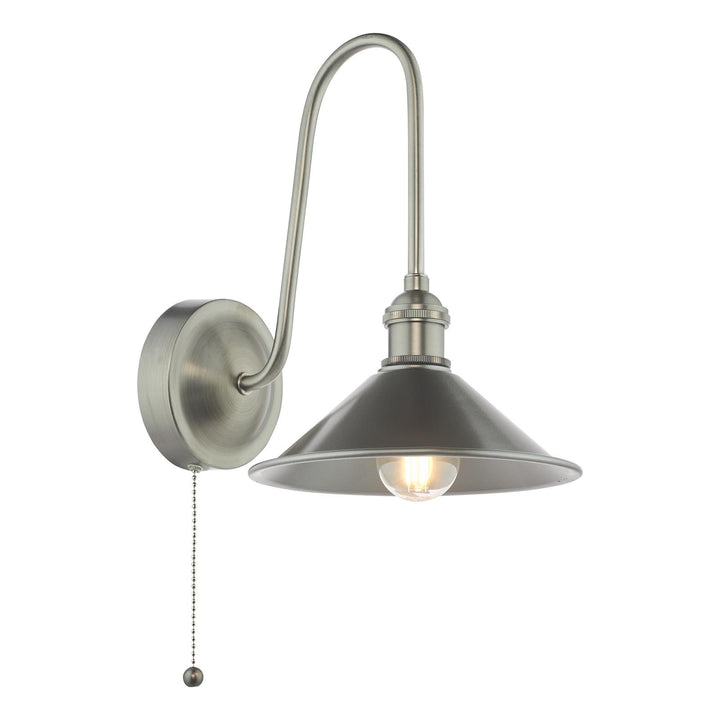 Dar HAD7161-02 Hadano Tall Wall Light Antique Chrome and Pewter Metal Shade 18cm