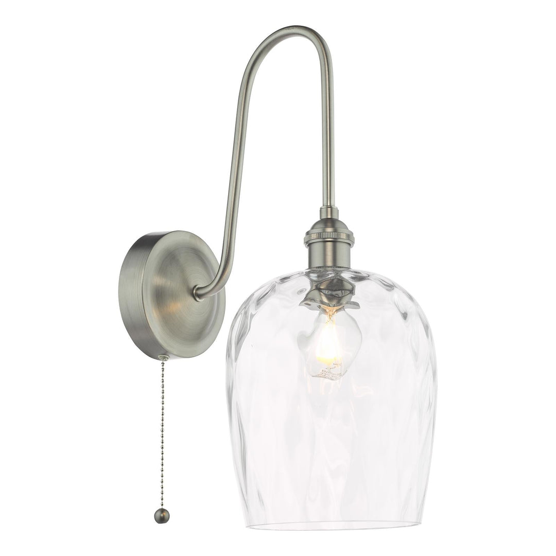 Dar HAD7161-03 Hadano Tall Wall Light Antique Chrome and Clear Dimpled Glass Shade