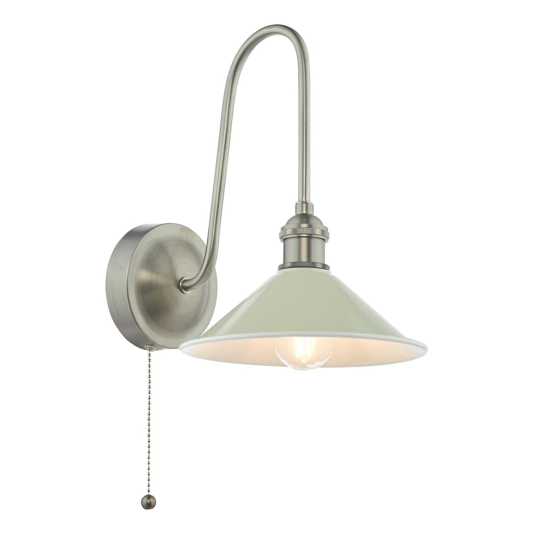 Dar HAD7161-06 Hadano Tall Wall Light Antique Chrome and Matt Cashmere/Taupe Metal Shade 18cm