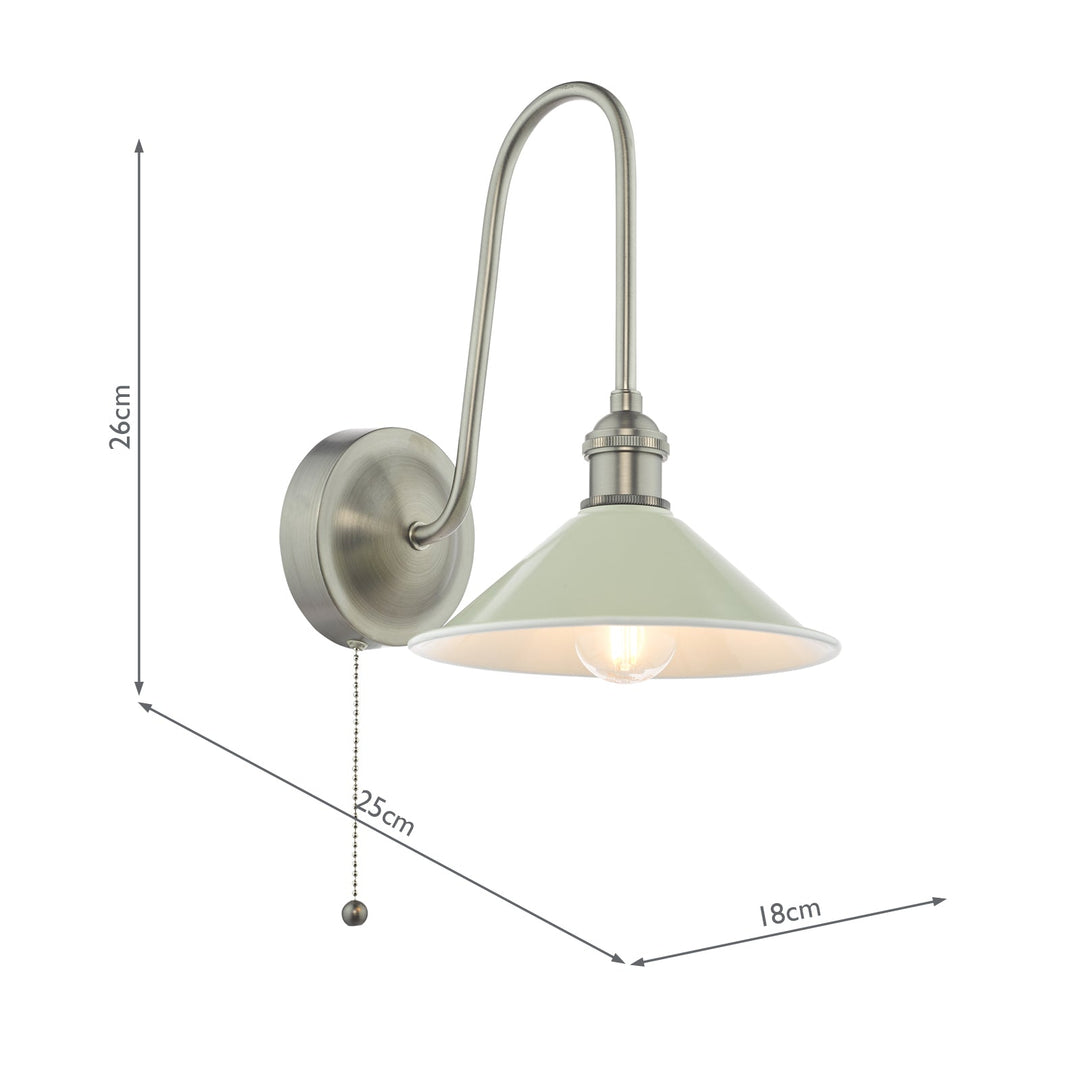 Dar HAD7161-06 Hadano Tall Wall Light Antique Chrome and Matt Cashmere/Taupe Metal Shade 18cm