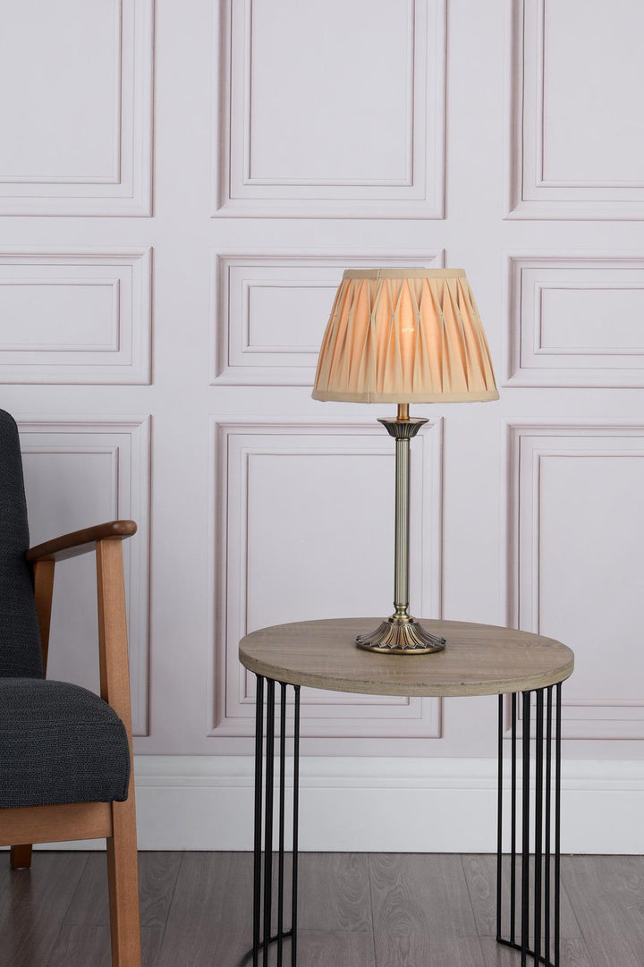 Dar HAT4275 Hatton Table Lamp Antique Brass With Shade