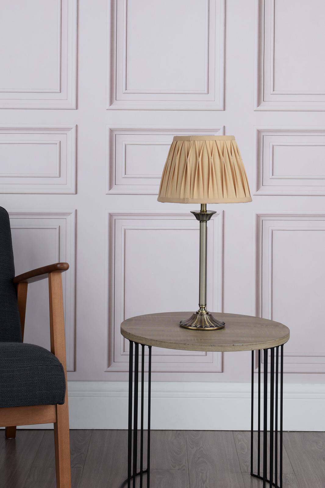 Dar HAT4275 Hatton Table Lamp Antique Brass With Shade