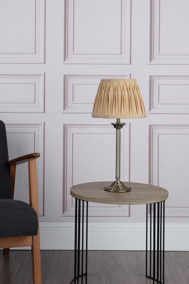 Dar HAT4275 Hatton Table Lamp Antique Brass With Shade