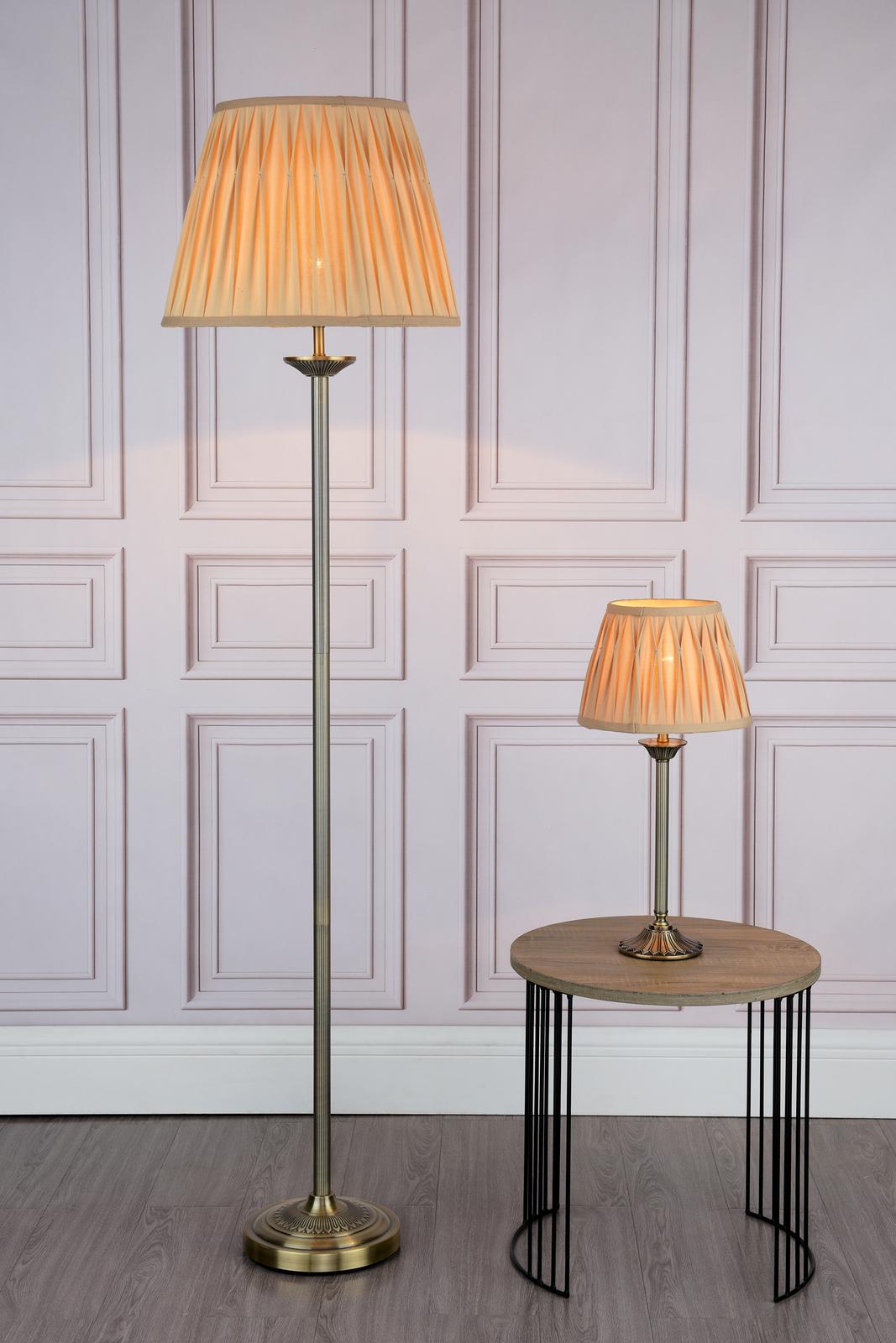 Dar HAT4275 Hatton Table Lamp Antique Brass With Shade