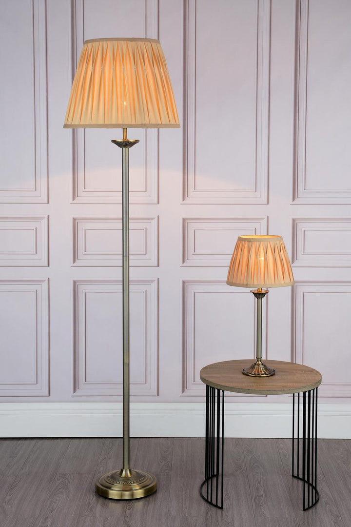 Dar HAT4275 Hatton Table Lamp Antique Brass With Shade