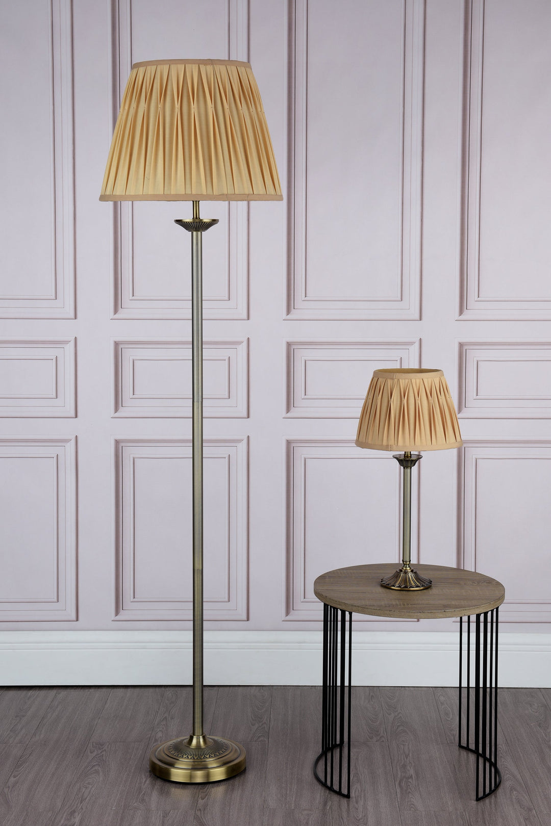 Dar HAT4275 Hatton Table Lamp Antique Brass With Shade