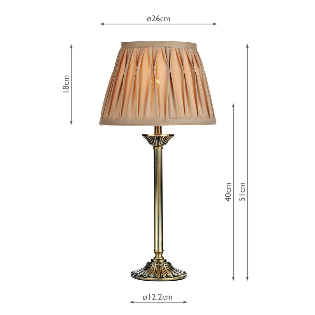 Dar HAT4275 Hatton Table Lamp Antique Brass With Shade