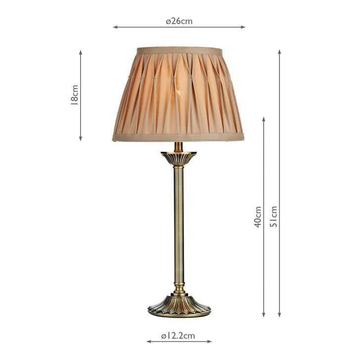 Dar HAT4275 Hatton Table Lamp Antique Brass With Shade