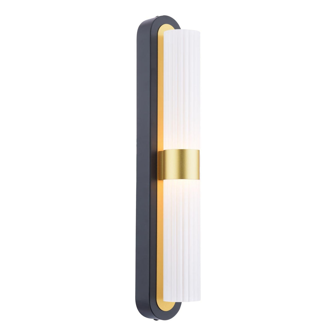 Dar HES0954 Hessel 2 Light Wall Light Matt Black and Satin Gold LED