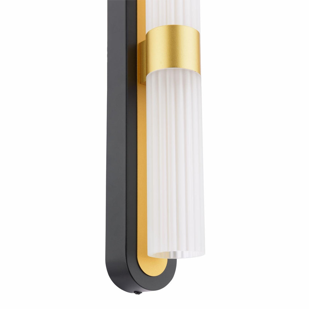 Dar HES0954 Hessel 2 Light Wall Light Matt Black and Satin Gold LED