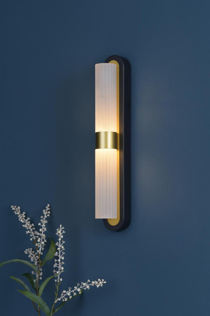 Dar HES0954 Hessel 2 Light Wall Light Matt Black and Satin Gold LED