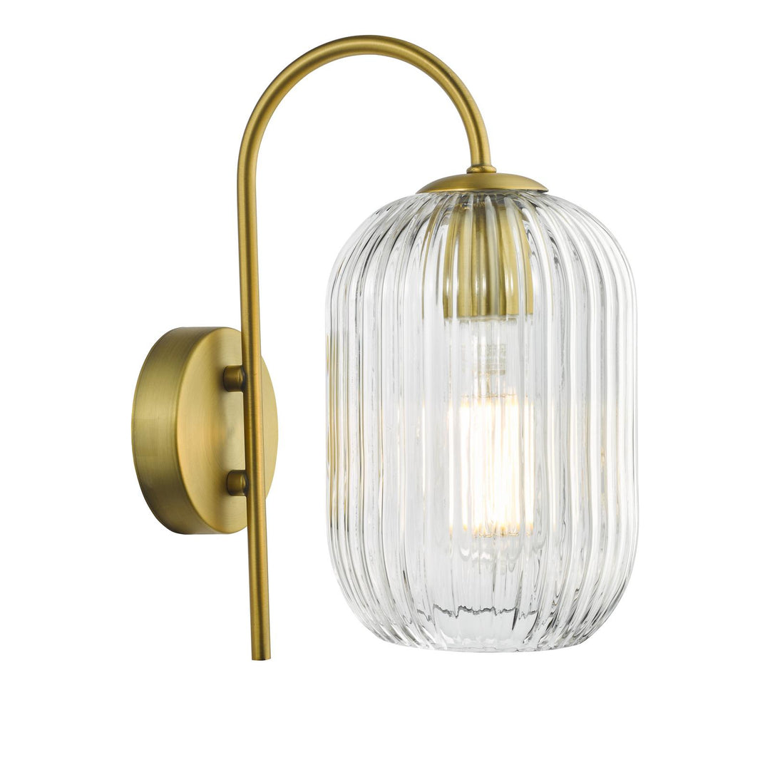 Dar IDR0763-SAW6508 Idra Wall Light Aged Bronze and Ribbed Glass