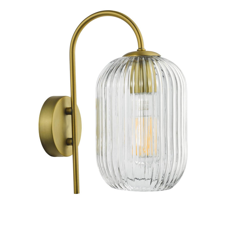 Dar IDR0763-SAW6508 Idra Wall Light Aged Bronze and Ribbed Glass