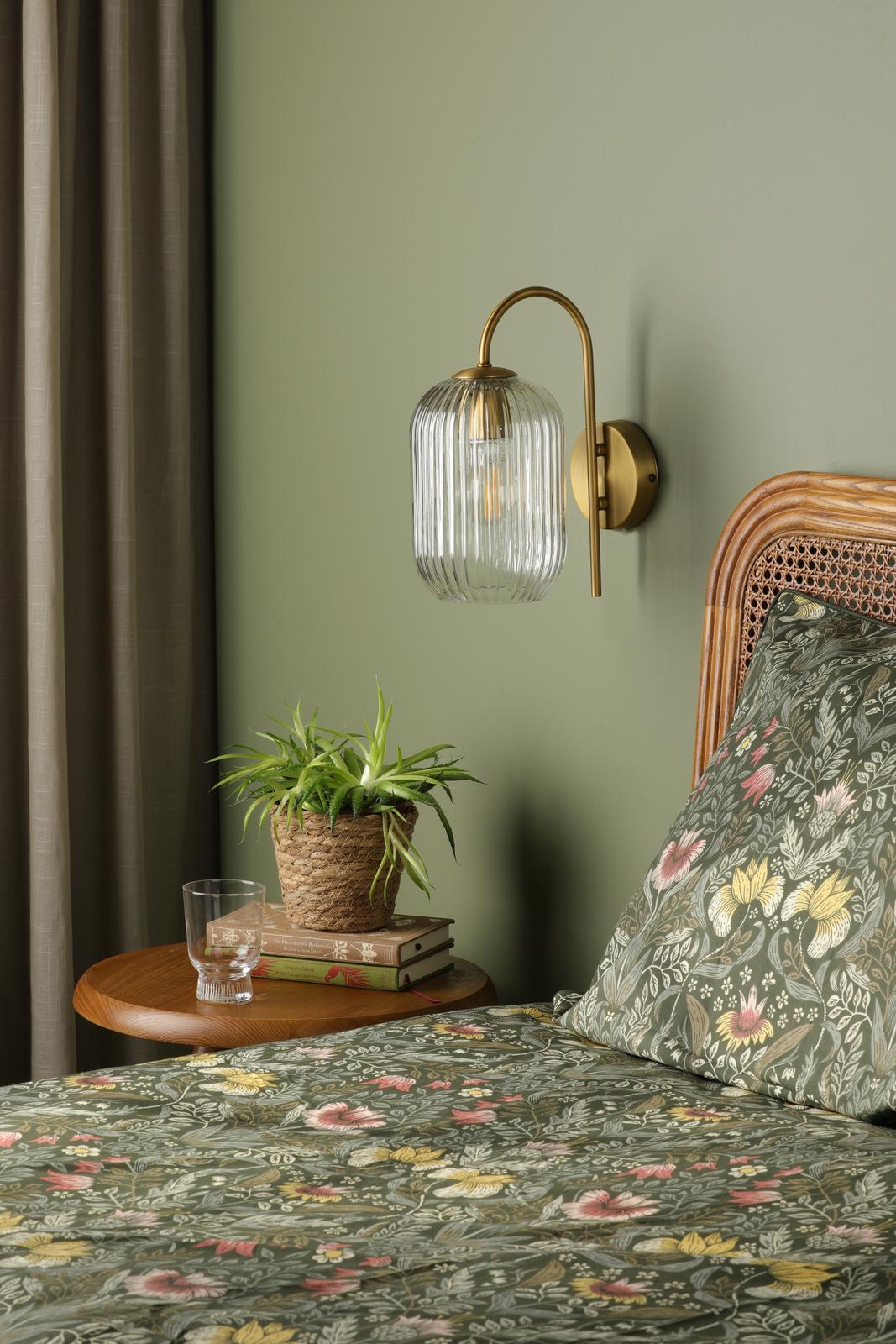 Dar IDR0763-SAW6508 Idra Wall Light Aged Bronze and Ribbed Glass
