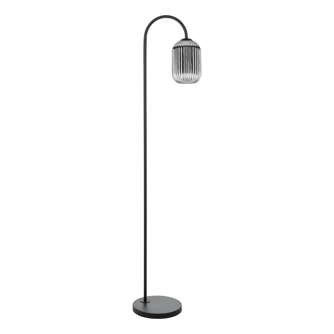 Dar IDR4922-SAW6510 Idra Floor Lamp Matt Black and Smoked Ribbed Glass