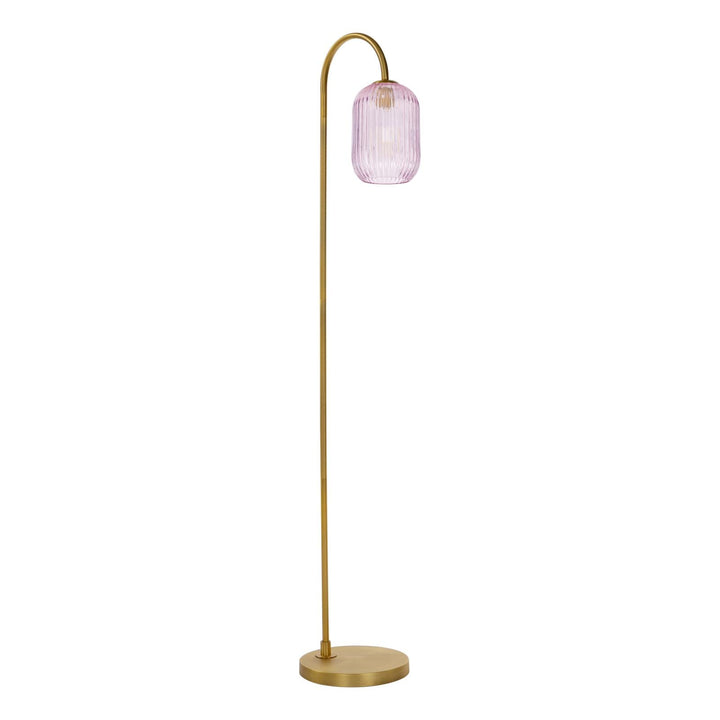 Dar IDR4963-SAW6503 Idra Floor Lamp Aged Bronze and Pink Ribbed Glass