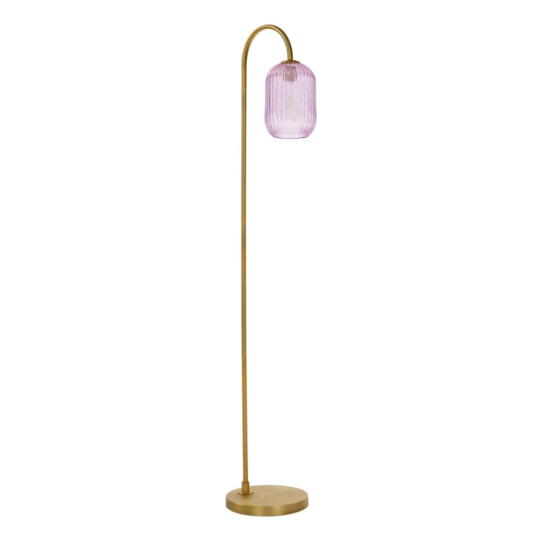Dar IDR4963-SAW6503 Idra Floor Lamp Aged Bronze and Pink Ribbed Glass