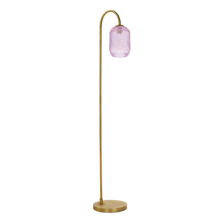 Dar IDR4963-SAW6503 Idra Floor Lamp Aged Bronze and Pink Ribbed Glass