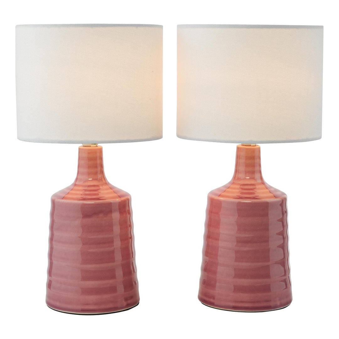 Dar INC4003 Inci Twin Pack Table Lamp Pink With Shade