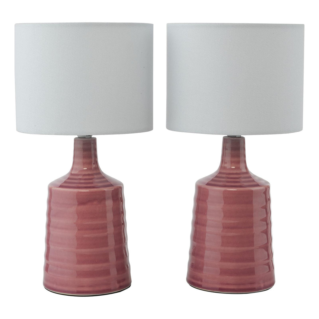 Dar INC4003 Inci Twin Pack Table Lamp Pink With Shade