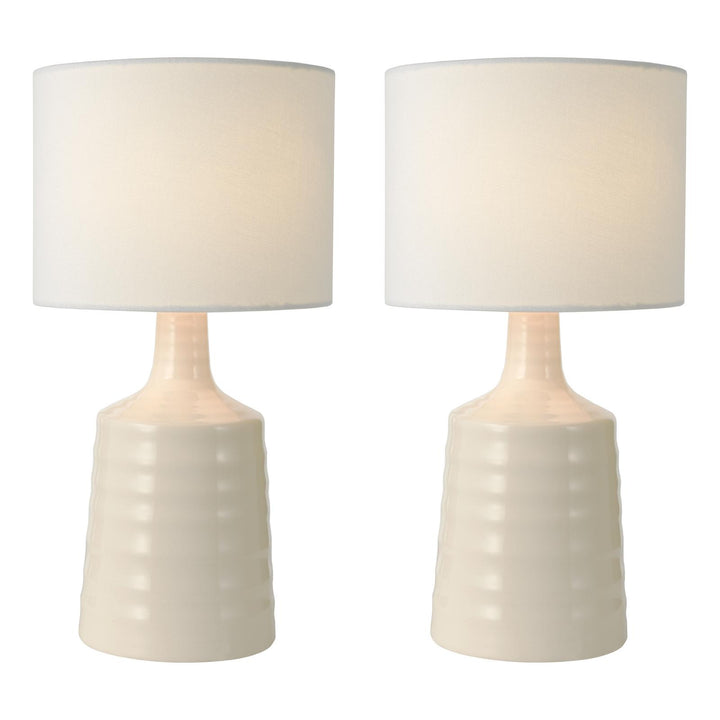 Dar INC4033 Inci Twin Pack Table Lamp Cream With Shade