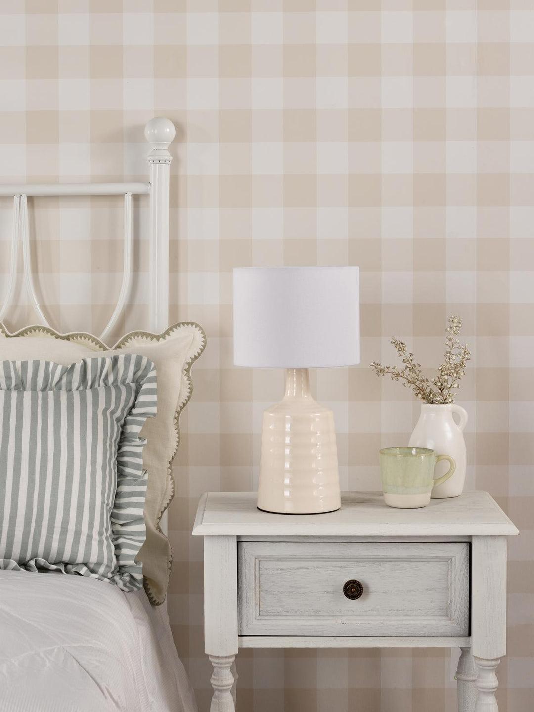 Dar INC4033 Inci Twin Pack Table Lamp Cream With Shade