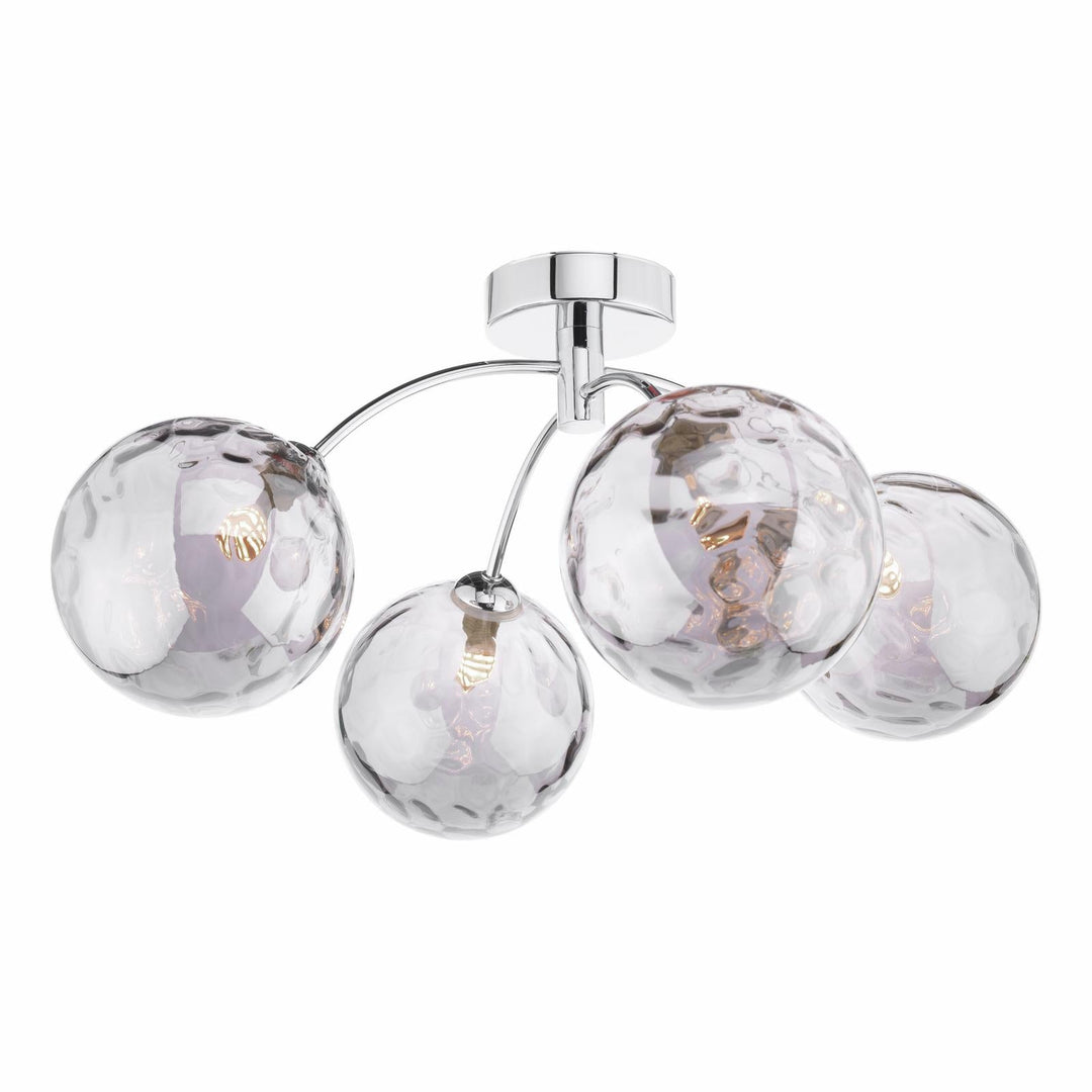 Dar IZZ0450-10 Izzy 4 Light Semi Flush Polished Chrome With Smoked Dimpled Glass
