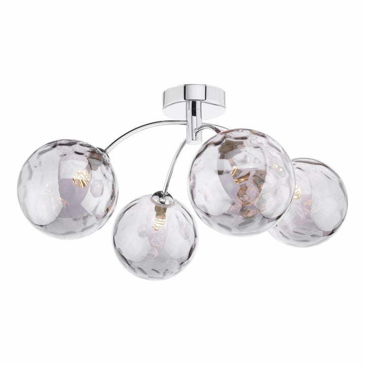 Dar IZZ0450-10 Izzy 4 Light Semi Flush Polished Chrome With Smoked Dimpled Glass