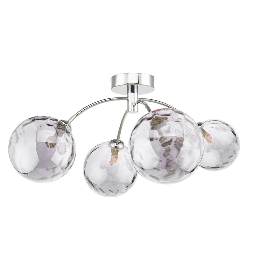 Dar IZZ0450-10 Izzy 4 Light Semi Flush Polished Chrome With Smoked Dimpled Glass