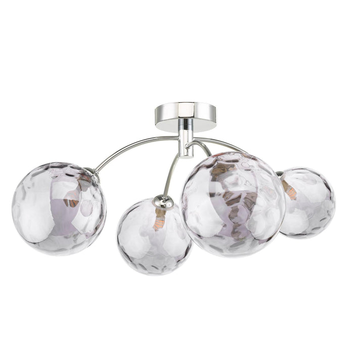 Dar IZZ0450-10 Izzy 4 Light Semi Flush Polished Chrome With Smoked Dimpled Glass