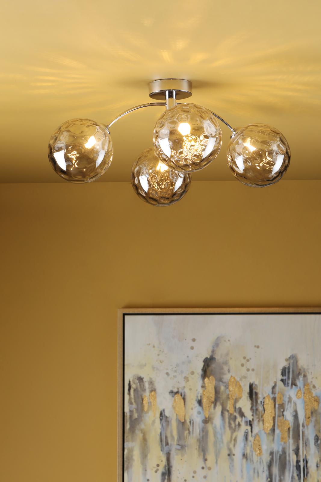 Dar IZZ0450-10 Izzy 4 Light Semi Flush Polished Chrome With Smoked Dimpled Glass