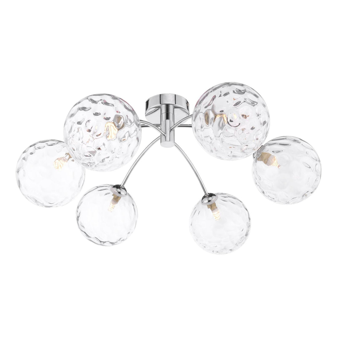 Dar IZZ0650-12 Izzy 6 Light Semi Flush Polished Chrome With Clear Dimpled Glass