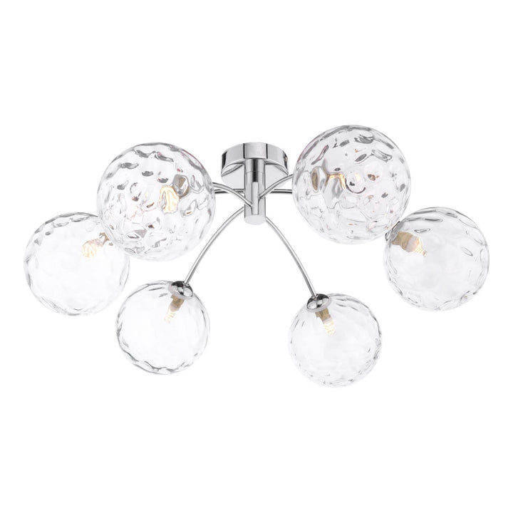 Dar IZZ0650-12 Izzy 6 Light Semi Flush Polished Chrome With Clear Dimpled Glass