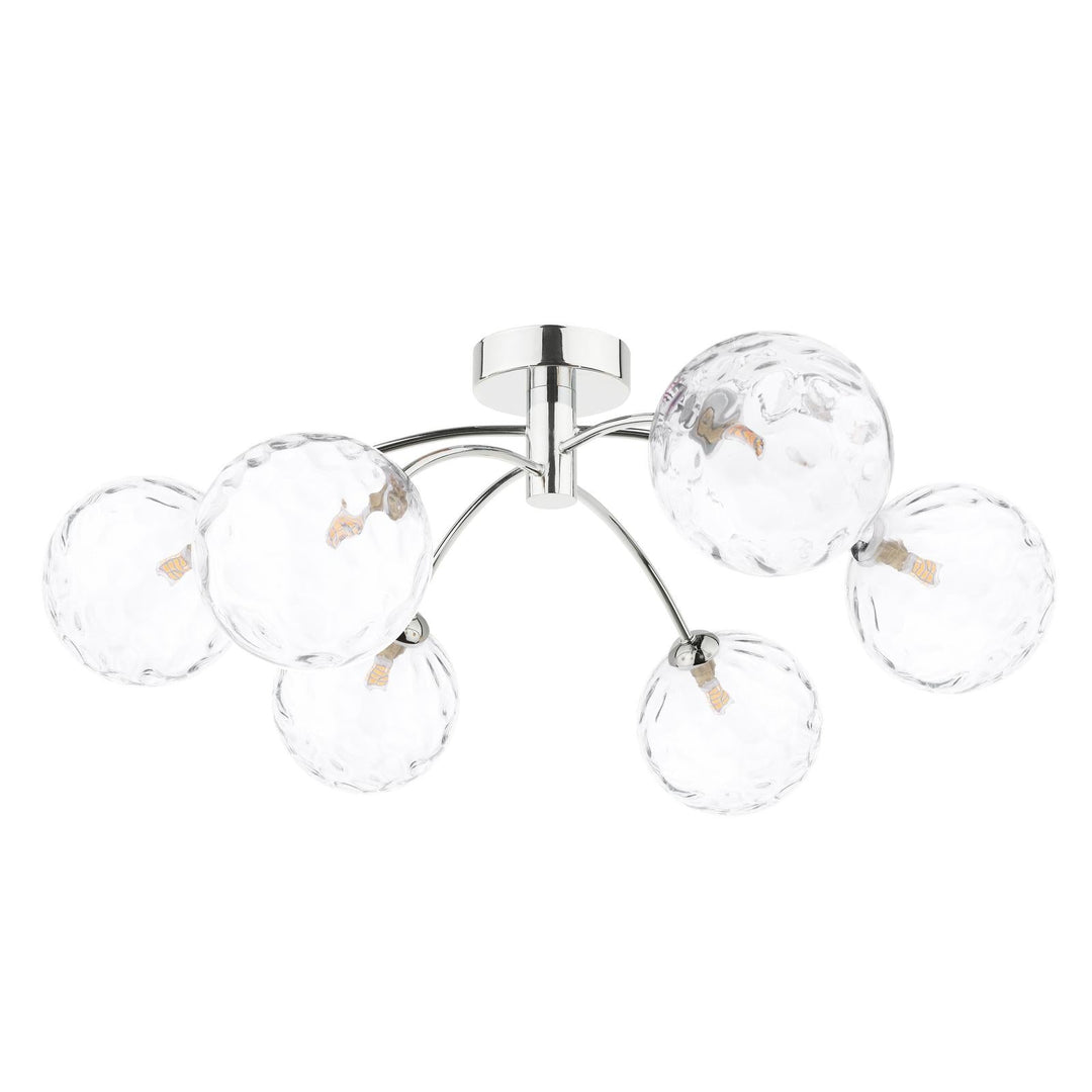 Dar IZZ0650-12 Izzy 6 Light Semi Flush Polished Chrome With Clear Dimpled Glass