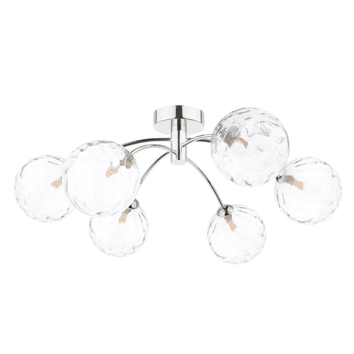 Dar IZZ0650-12 Izzy 6 Light Semi Flush Polished Chrome With Clear Dimpled Glass