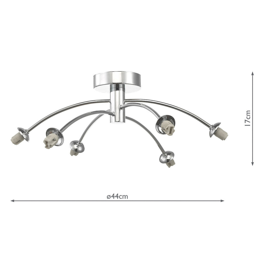 Dar IZZ0650-F Izzy 6 Light Semi-Flush Polished Chrome Fitting Only (S)