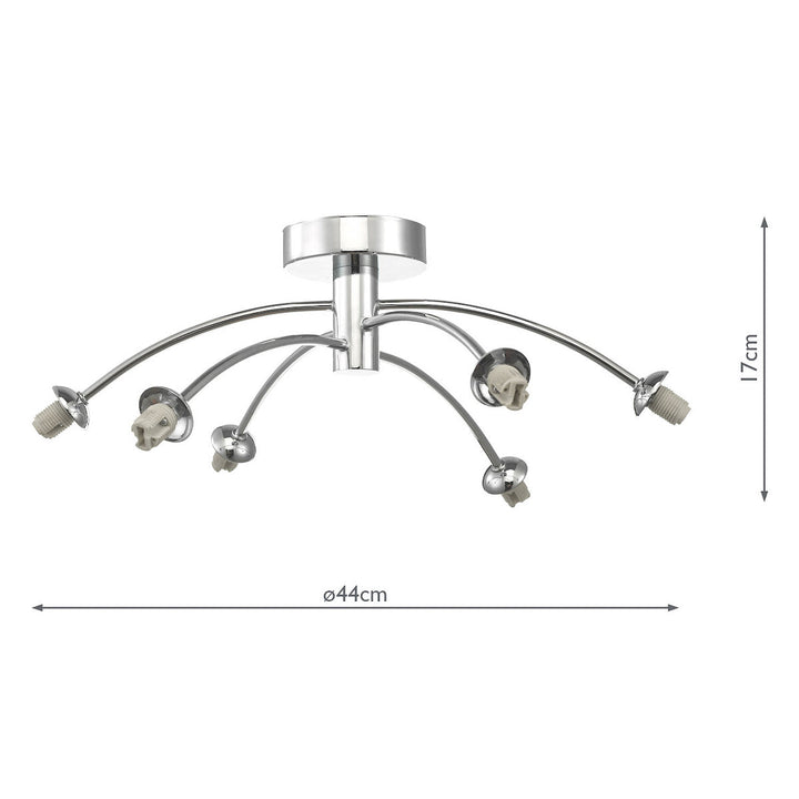Dar IZZ0650-F Izzy 6 Light Semi-Flush Polished Chrome Fitting Only (S)