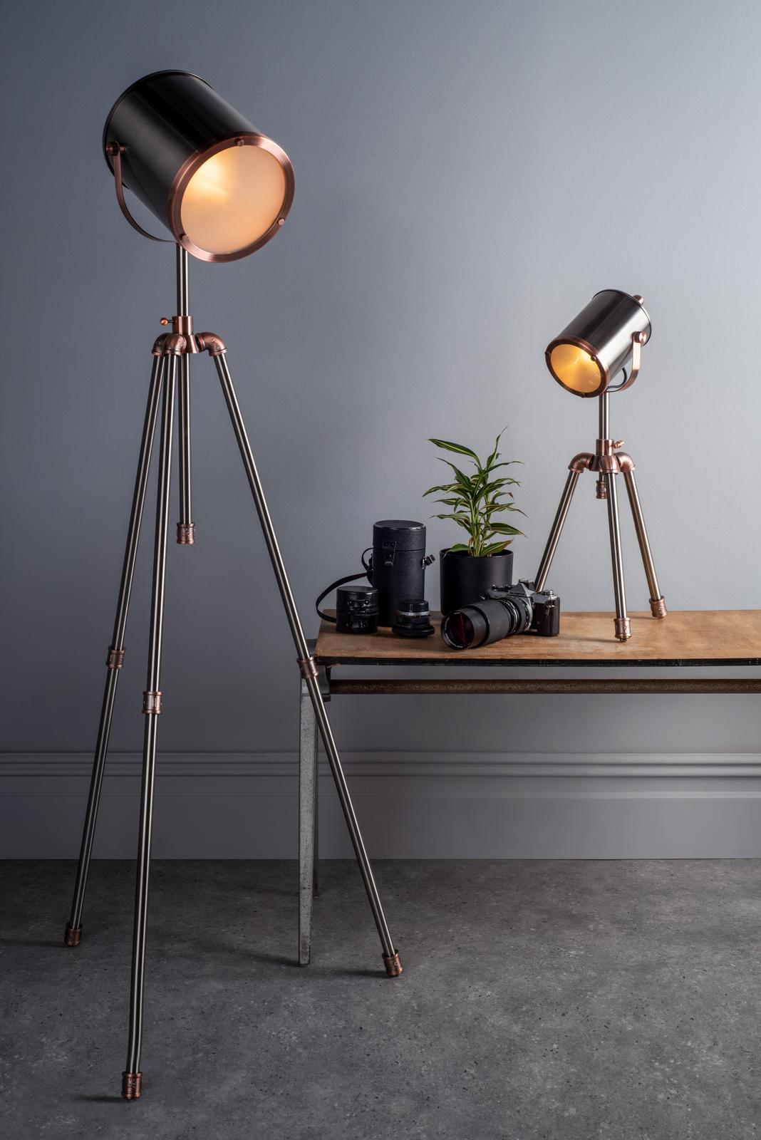 Dar JAK4021 Jake Desk Lamp Aged Silver and Antique Copper