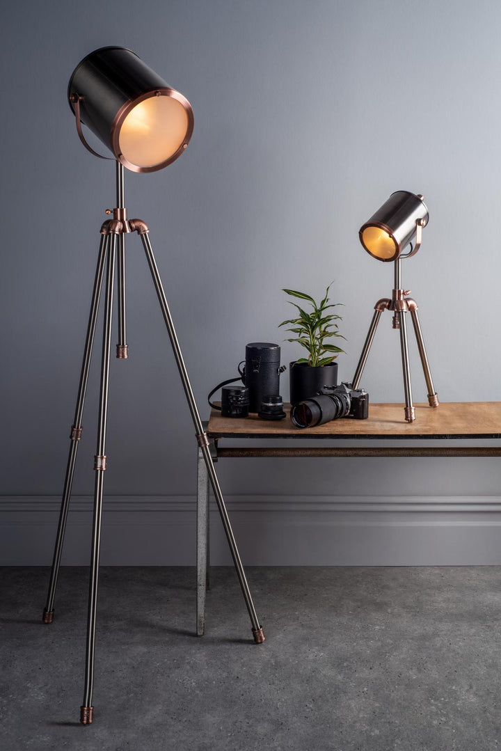 Dar JAK4021 Jake Desk Lamp Aged Silver and Antique Copper
