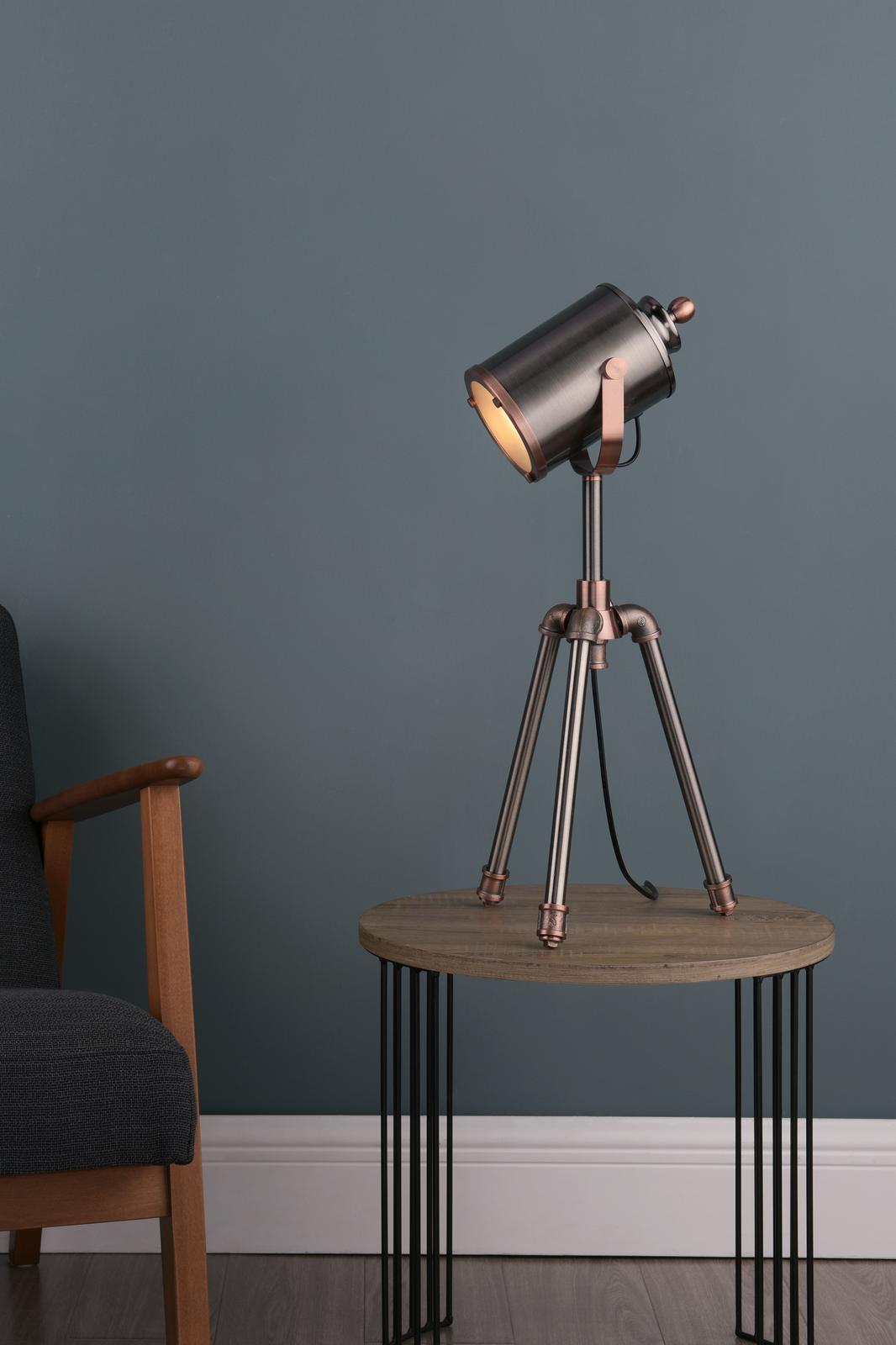 Dar JAK4021 Jake Desk Lamp Aged Silver and Antique Copper