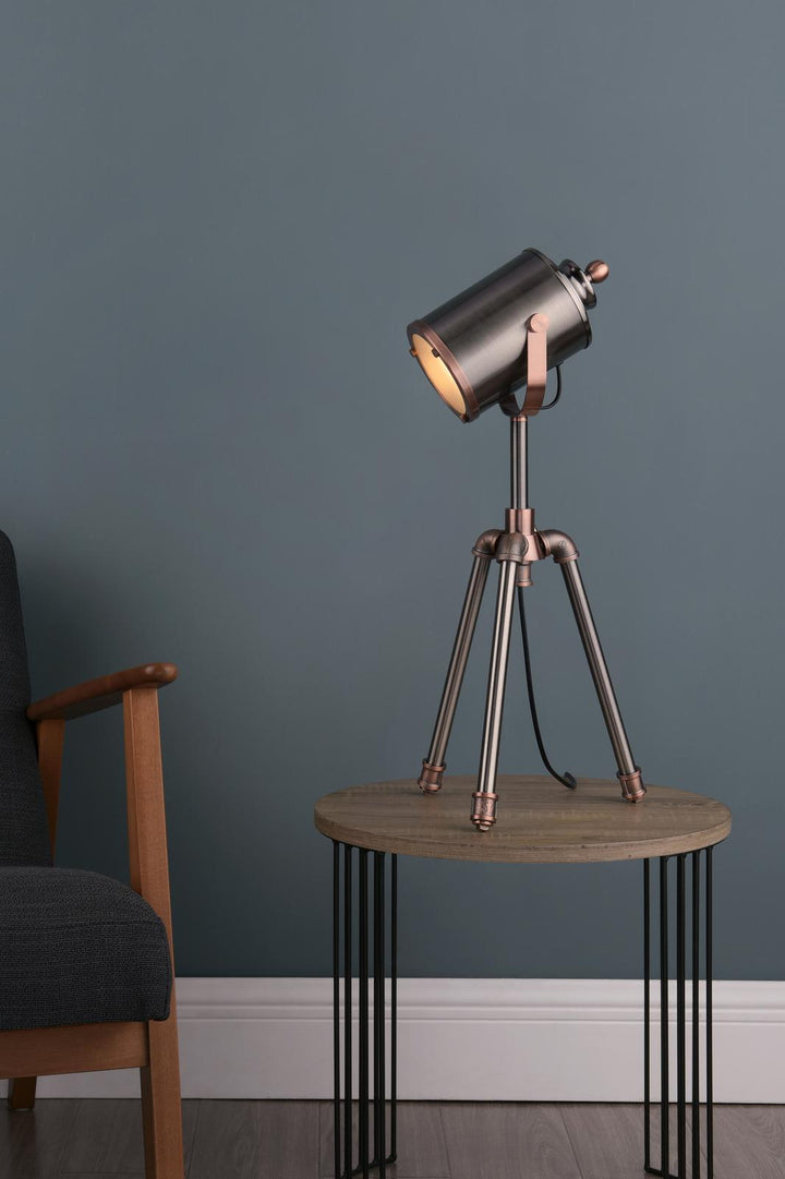 Dar JAK4021 Jake Desk Lamp Aged Silver and Antique Copper
