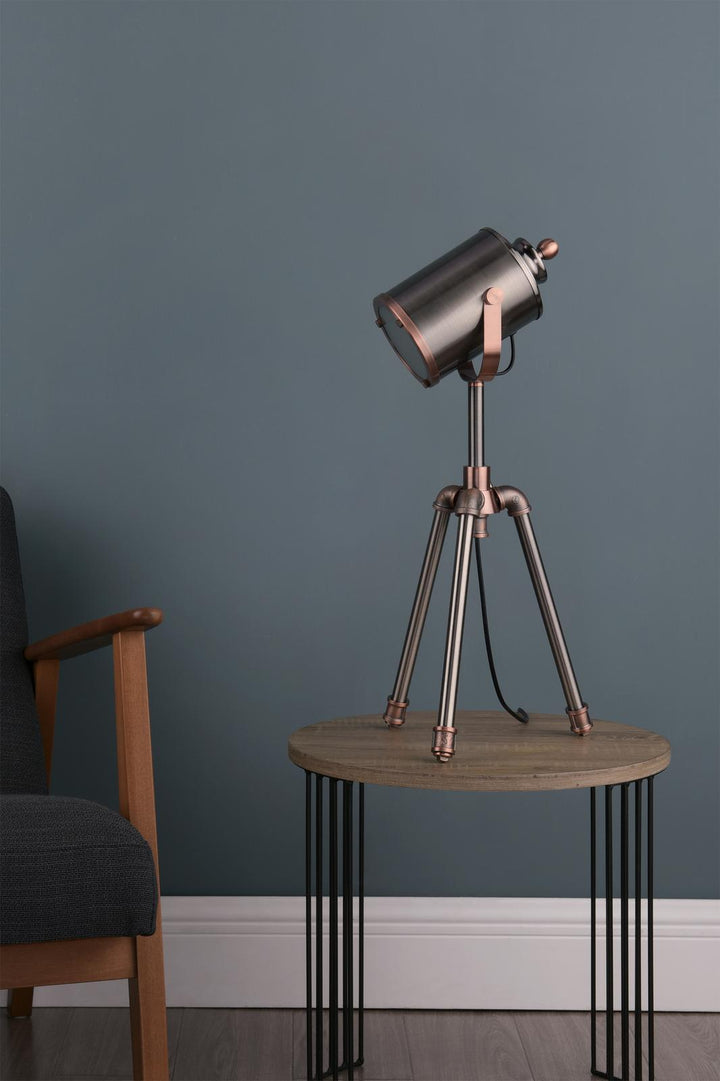 Dar JAK4021 Jake Desk Lamp Aged Silver and Antique Copper