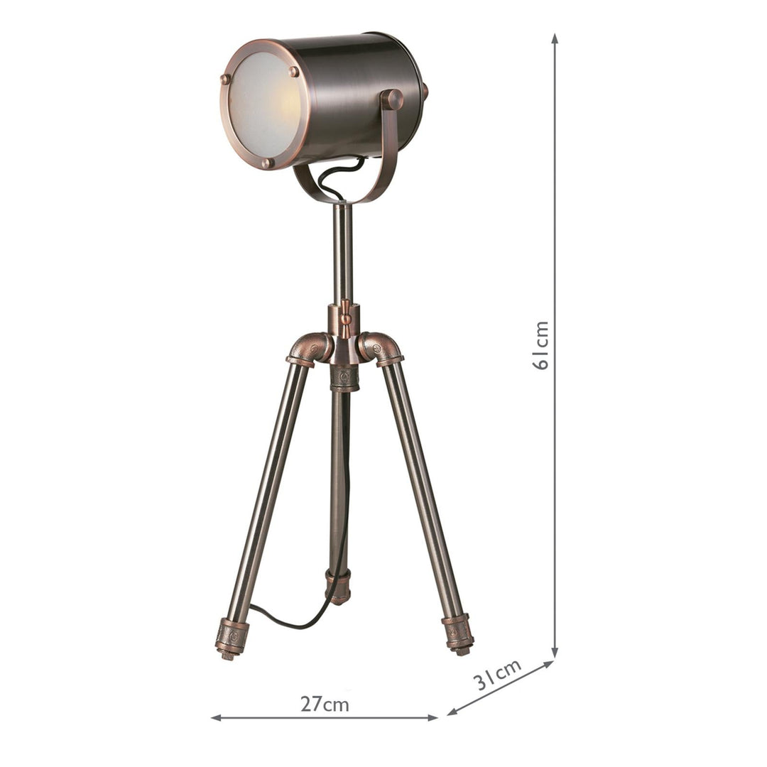 Dar JAK4021 Jake Desk Lamp Aged Silver and Antique Copper