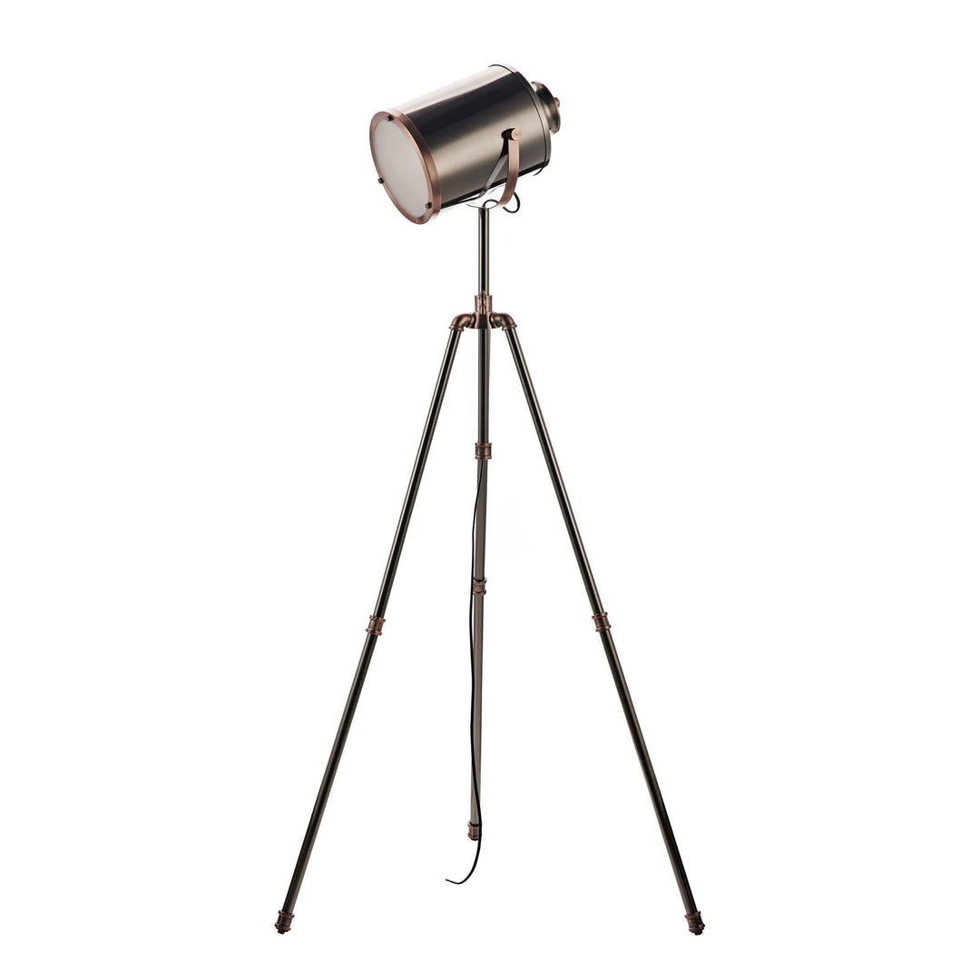 Dar JAK4921 Jake Task Floor Lamp Aged Silver and Antique Copper